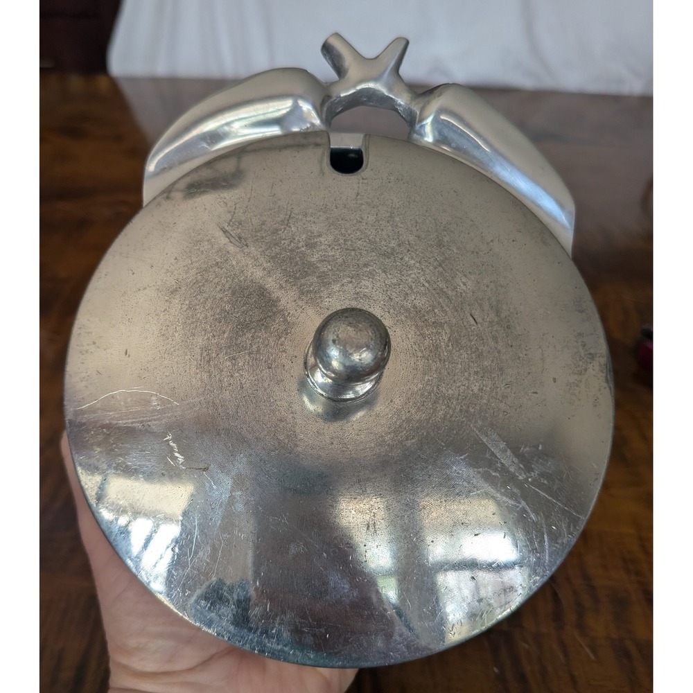 Vintage Holland Boone Round Pewter Serving Bowl with Lid Chili Peppers